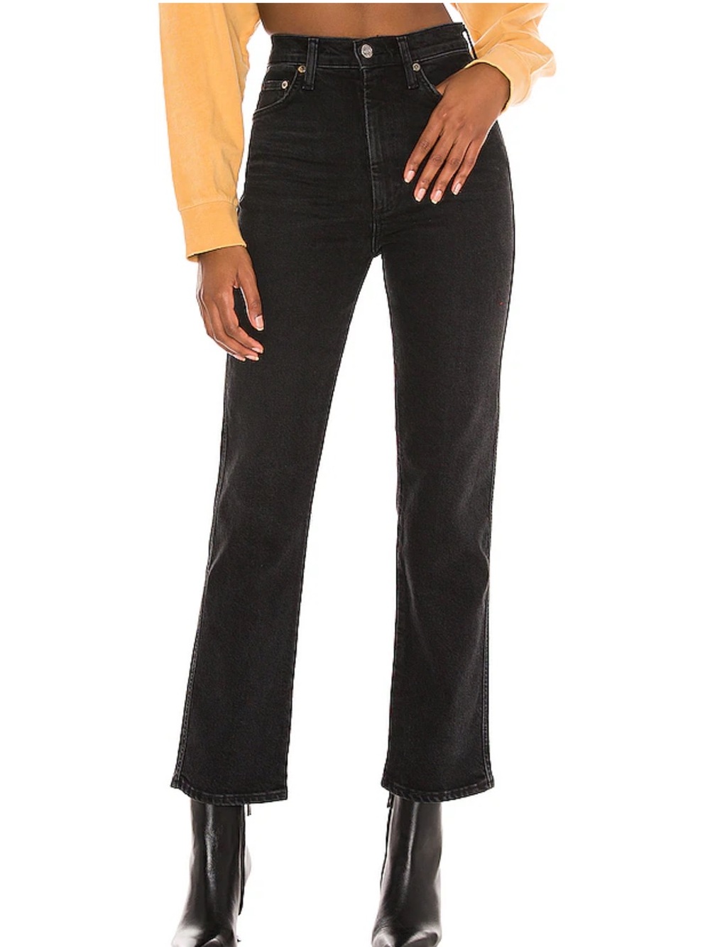 AGOLDE Pinch Waist High Rise Kick Flare Jeans Panoramic Black Sz 25